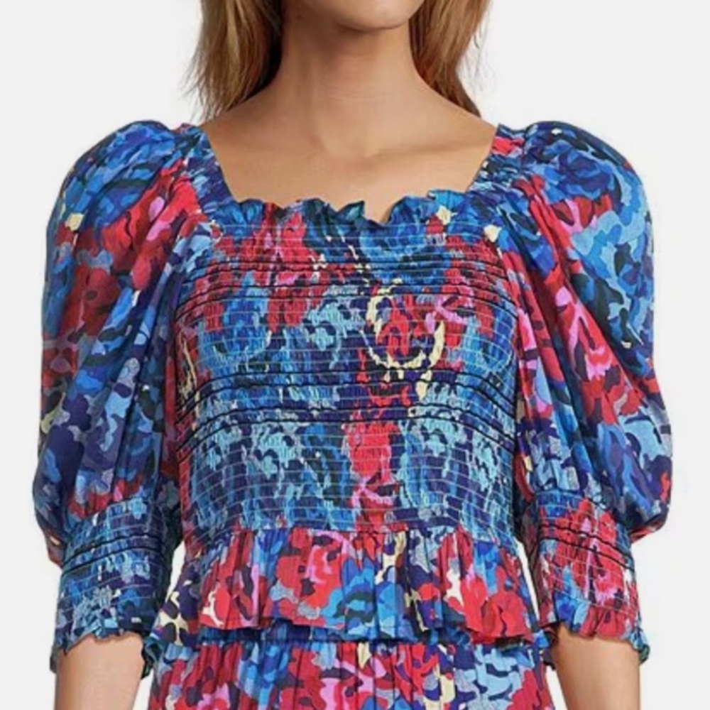 Anthropologie’s RO’s Garden Trinity Smocked Floral Top NWT